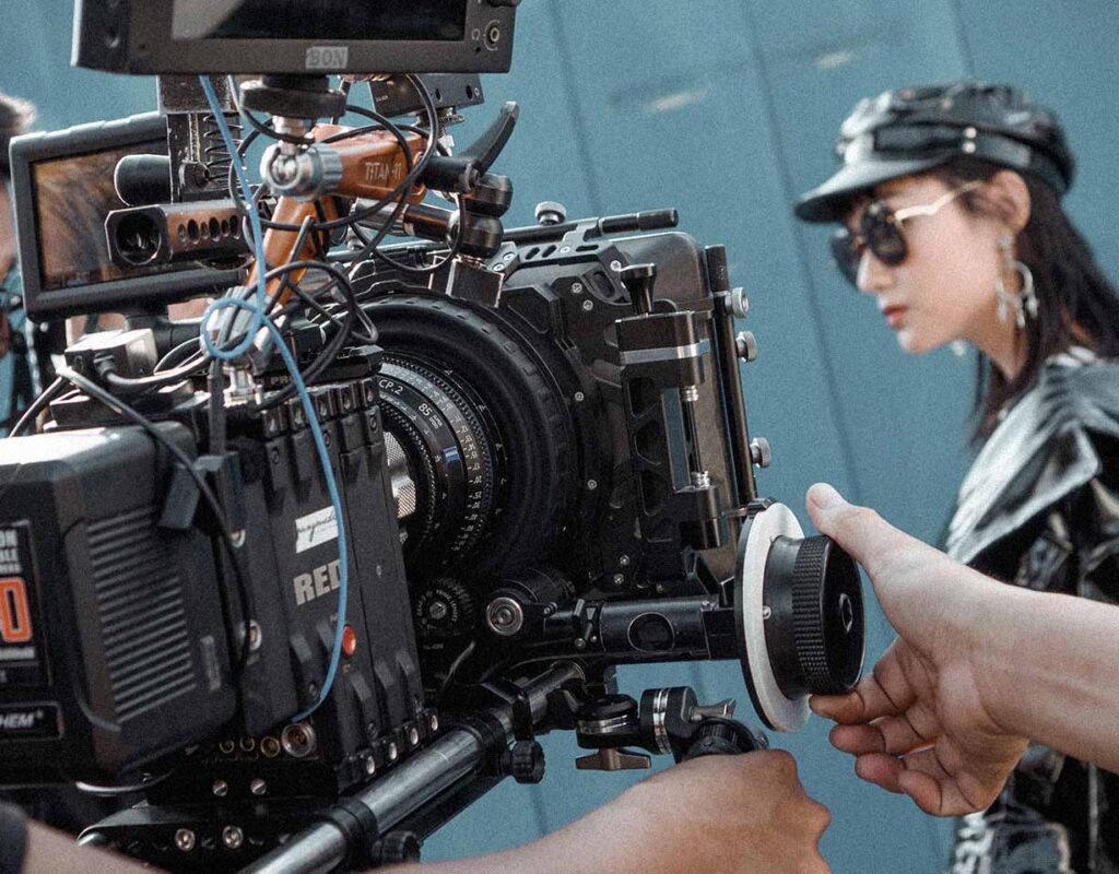 camera ready to roll while talent standing by