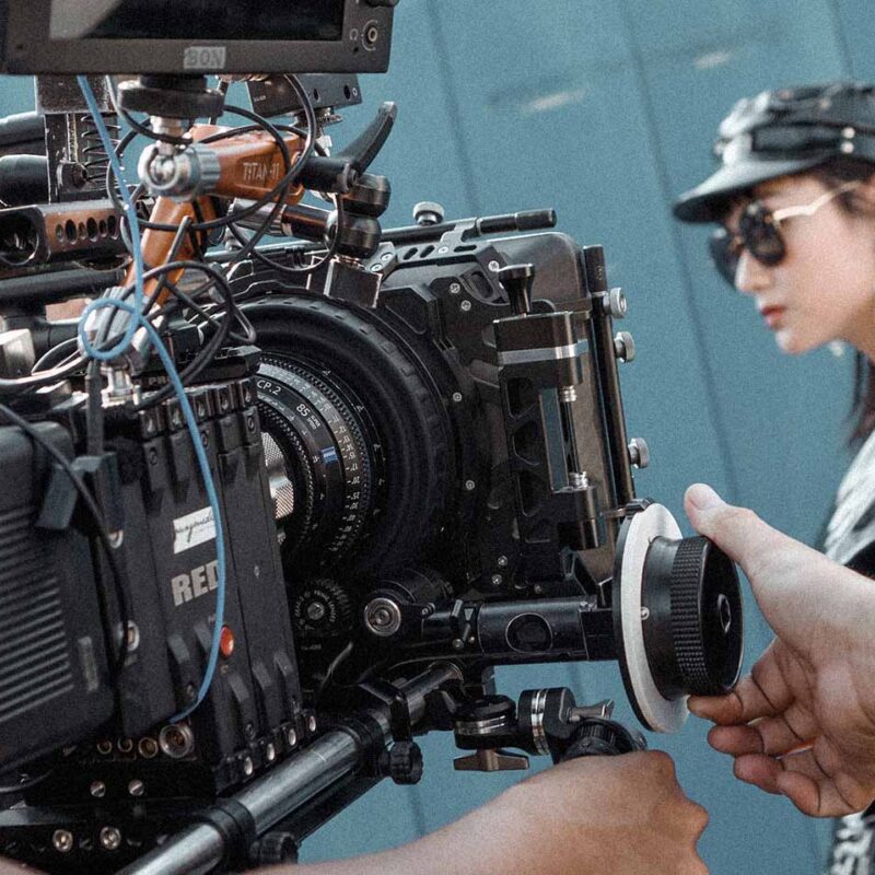 camera ready to roll while talent standing by
